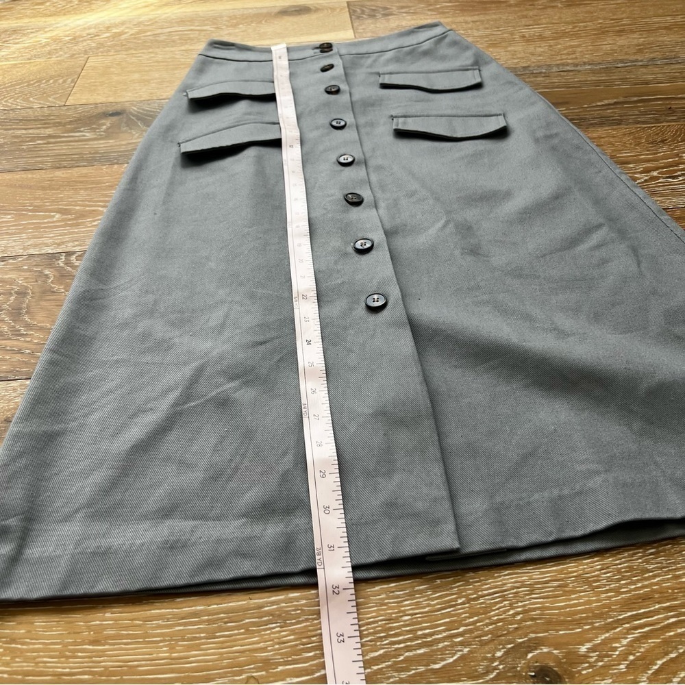 Anthropology Mare Mare Gray Utility MIDI Skirt with front buttons sz XS NWT - Picture 8 of 10